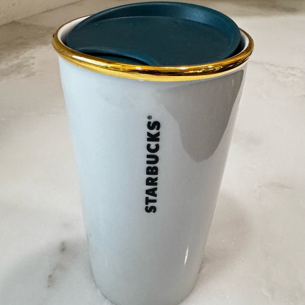 Starbucks 2017 Anniversary Crown Siren White Tumbler Traveler Mug 1 Oz - Picture 2 of 4